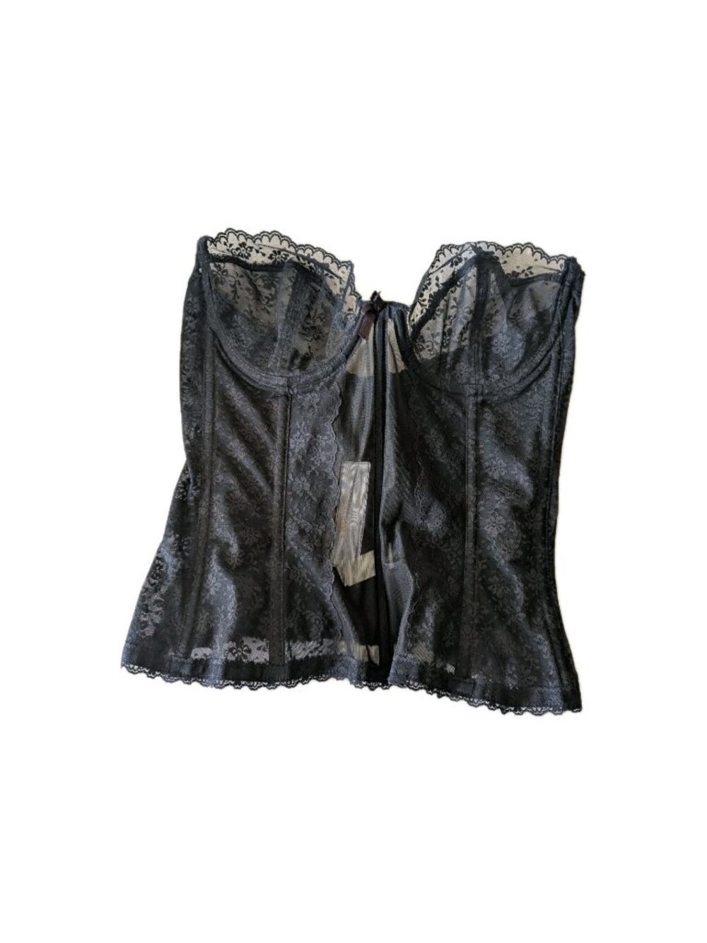 Vtg Warners Merry Widow Corset 36B Black Lace Bustier 1323 Whimsigoth Coquette